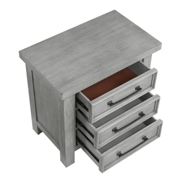 BM336314_2_6ed2a414-55c2-4fd1-b040-aa1523ab0a28 Daisy Nightstand, Gray Mango Veneer, 3 Drawers, Bronze Metal Knobs