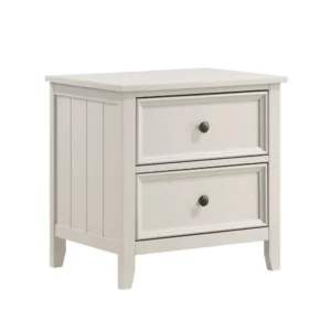 Etgo 2 Drawer Nightstand, 24 Inch, White Melamine Veneer