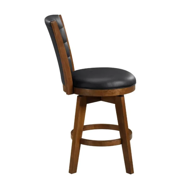 Core Set of 2 Swivel Counter Stool Chairs, Brown, Black Faux Leather