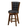 Core Set of 2 Swivel Counter Stool Chairs, Brown, Black Faux Leather