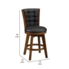 Core Set of 2 Swivel Counter Stool Chairs, Brown, Black Faux Leather