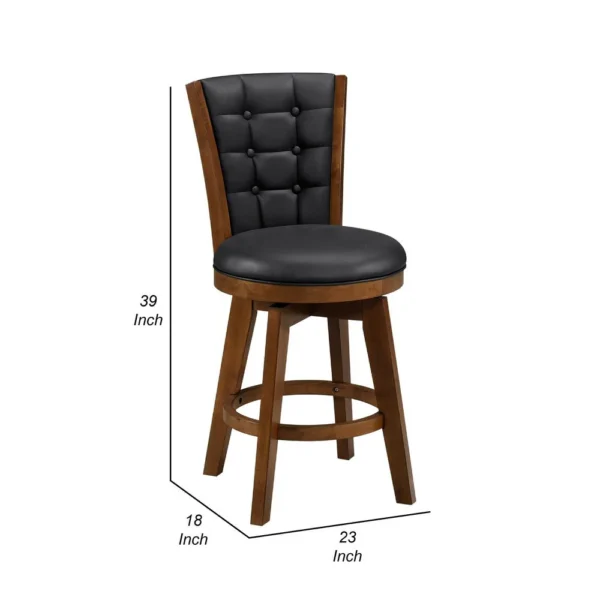Core Set of 2 Swivel Counter Stool Chairs, Brown, Black Faux Leather