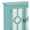 Anik Accent Cabinet, 2 Mirror Inlaid Glass Door, Aqua Green Wood