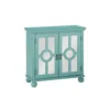 Anik Accent Cabinet, 2 Mirror Inlaid Glass Door, Aqua Green Wood