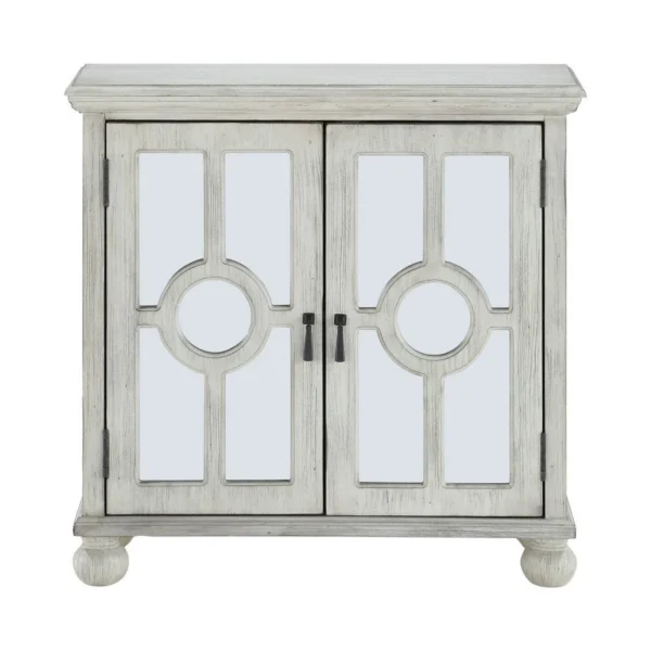 BM336331_1_56b1b391-8316-4a8c-979b-ea8177ea8264 Anik Accent Cabinet, 2 Mirror Inlaid Glass Door, Antique White Wood