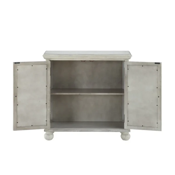 BM336331_2_b109aeab-4803-4797-9b65-1e8a78cbe08a Anik Accent Cabinet, 2 Mirror Inlaid Glass Door, Antique White Wood