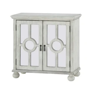 BM336331_3_86cb9637-43a0-4169-8c4f-e9fd4039f62b Anik Accent Cabinet, 2 Mirror Inlaid Glass Door, Antique White Wood