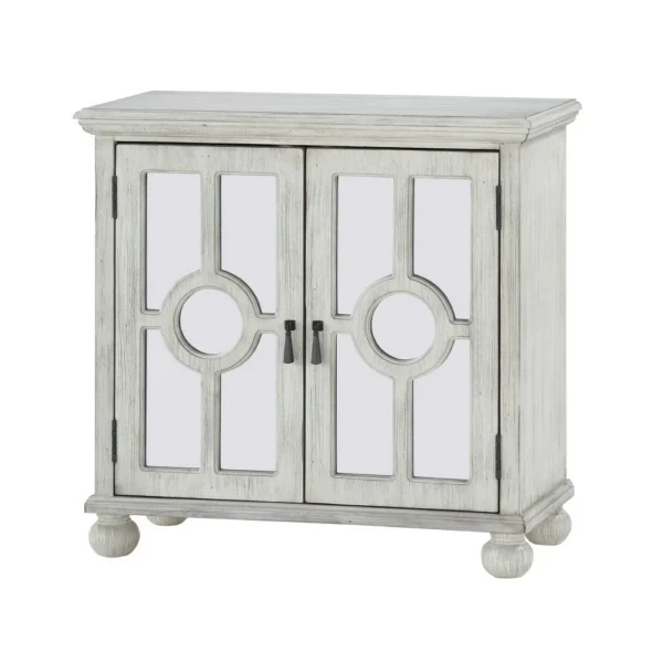 BM336331_3_86cb9637-43a0-4169-8c4f-e9fd4039f62b Anik Accent Cabinet, 2 Mirror Inlaid Glass Door, Antique White Wood