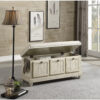 Wali 44 Inch Bench with Lift Top Storage, Cushioned Seat Antique White