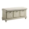 Wali 44 Inch Bench with Lift Top Storage, Cushioned Seat Antique White