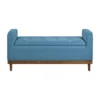Bity Lift Top Storage Bench, Blue Textured Fabric, Wood Base, 50 Inch