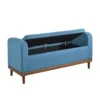 Bity Lift Top Storage Bench, Blue Textured Fabric, Wood Base, 50 Inch