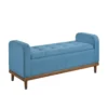 Bity Lift Top Storage Bench, Blue Textured Fabric, Wood Base, 50 Inch