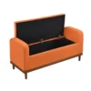 Bity Lift Top Storage Bench, Orange Textured Fabric, Wood Base 50 Inch