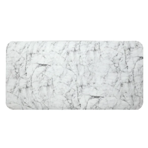 Marty 3pc Coffee End Table Set, White Marble Fluted Glass Tops, Black