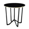 Amyra 3pc Occasional Coffee and End Table Set, Black Glass, Gold