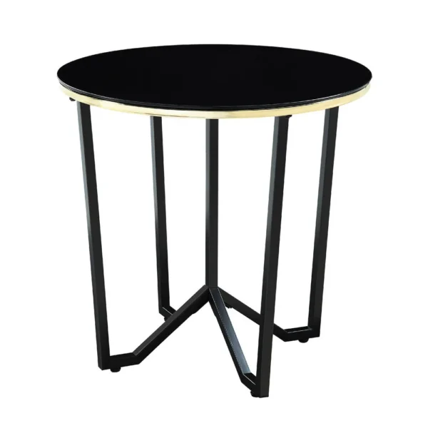 Amyra 3pc Occasional Coffee and End Table Set, Black Glass, Gold