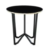 Amyra 3pc Occasional Coffee and End Table Set, Black Glass, Gold