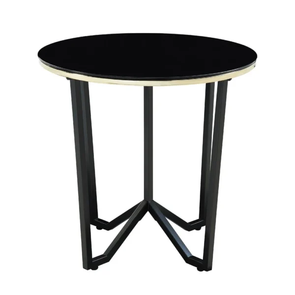 Amyra 3pc Occasional Coffee and End Table Set, Black Glass, Gold