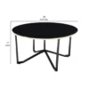 Amyra 3pc Occasional Coffee and End Table Set, Black Glass, Gold