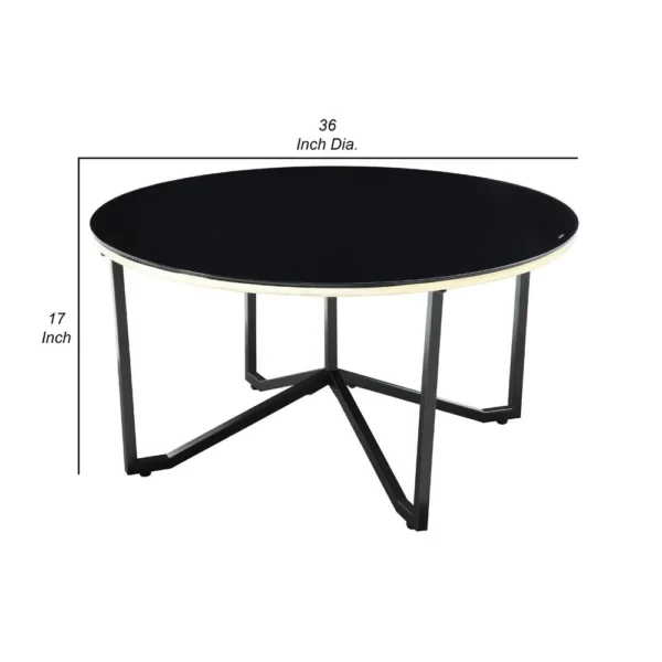 Amyra 3pc Occasional Coffee and End Table Set, Black Glass, Gold