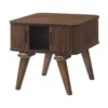Manny Side End Table, 2 Tambour Doors, A Frame Walnut Brown 24 Inch