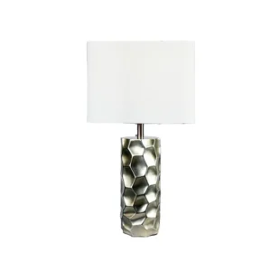 Limy 2pc Table Lamp Set, White Shade, Silver Resin Base, 29 Inch
