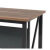 Tibe Computer Desk, 55 Inch Rectangle Top, Brown Wood Black Metal Legs