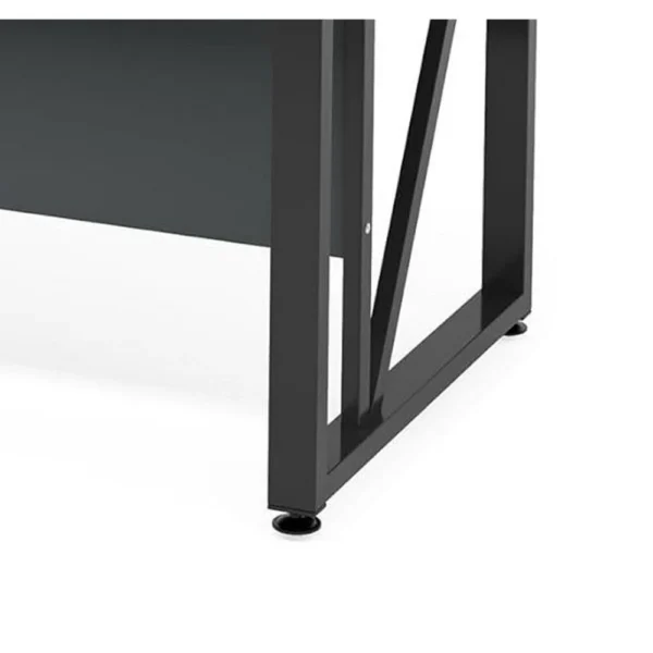 Tibe Computer Desk, 55 Inch Rectangle Top, Brown Wood Black Metal Legs