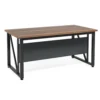 Tibe Computer Desk, 55 Inch Rectangle Top, Brown Wood Black Metal Legs