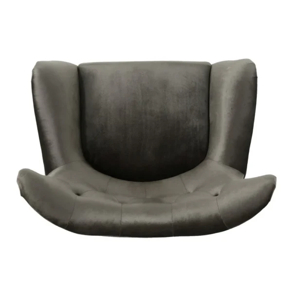 Zorro Armchair, Black Angled Wood Legs, Gray Button Tufted Velvet