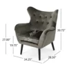 Zorro Armchair, Black Angled Wood Legs, Gray Button Tufted Velvet