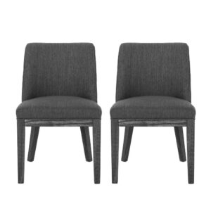 Edena Dining Chair Set of 2, Black Rubberwood, Charcoal Gray