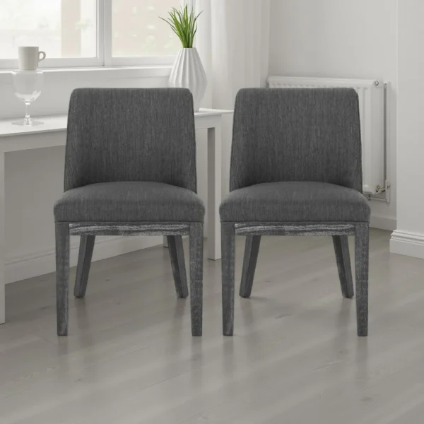 BM337052_5 Edena Dining Chair Set of 2, Black Rubberwood, Charcoal Gray