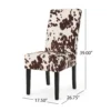 Serie Dining Chair Set of 2, Cowhide Pattern Beige Velvet, Rubberwood