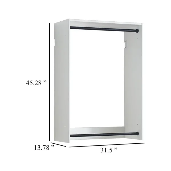 BM337082_4_1978cb47-001e-4638-ab9f-5d57127c0192 Vedz Wall Mounted Walk in Closet, 2 Hanging Rods, White Melamine