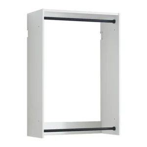 Vedz Wall Mounted Walk in Closet, 2 Hanging Rods, White Melamine