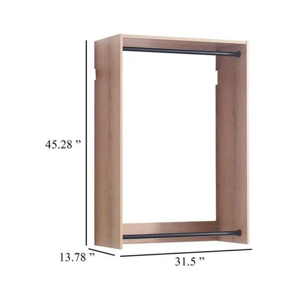 BM337083_4_fd3ce344-36cd-4861-b2a9-b631a6570224 Vedz Wall Mounted Walk in Closet, 2 Hanging Rods, Oak Brown Melamine