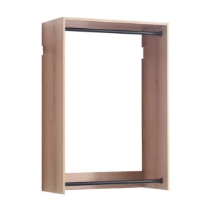 Vedz Wall Mounted Walk in Closet, 2 Hanging Rods, Oak Brown Melamine