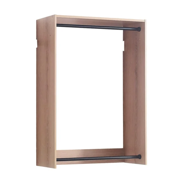 BM337083_c88e31a0-edb2-49cc-b9b7-aef356dbc735 Vedz Wall Mounted Walk in Closet, 2 Hanging Rods, Oak Brown Melamine