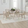 BM337251_5 Yely 5pc Dining Table and 4 Windsor Chairs Set, Natural Oak Brown