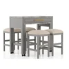 BM337257 Helly 5pc Counter Height Table and 4 Stool Set, Gray Faux Marble Top