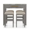 BM337257_1 Helly 5pc Counter Height Table and 4 Stool Set, Gray Faux Marble Top