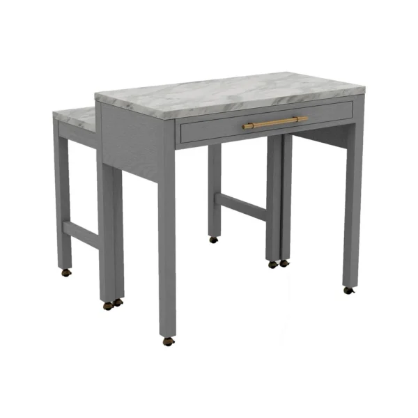 BM337257_3 Helly 5pc Counter Height Table and 4 Stool Set, Gray Faux Marble Top