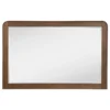 Rie Dresser Mirror, Walnut Brown Wood, Rounded Open Corners, 32 Inch
