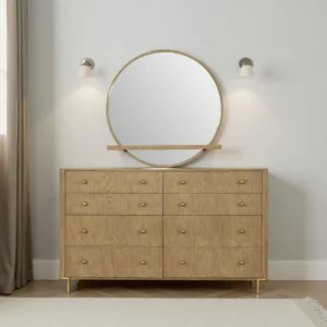 BM337939_5 Fij Oval Dresser Mirror, Sand Wash Wood, Felt-Lined Tray, 38 Inch