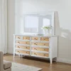 BM337941_5 Heo Dresser Mirror, Landscape White Wood Frame, Beveled Glass, 36 Inch