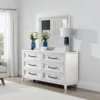 BM337952_5 Leva Dresser Mirror, Distressed White Wood, Beveled Glass, 38 Inch