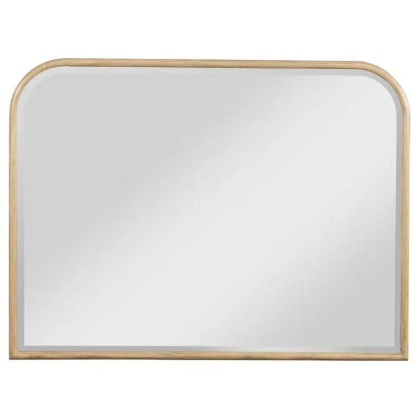 Lno Dresser Mirror, Beige Oak Wood Frame, Rectangular 36 Inch