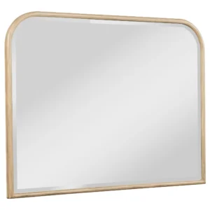 Lno Dresser Mirror, Beige Oak Wood Frame, Rectangular 36 Inch